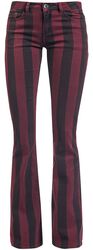 Grace - Čierno/červené prúžkované nohavice, Gothicana by EMP, Plátené nohavice