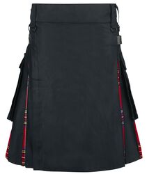 Čierny tartanový kilt, Altana Industries, Stredne dlhá sukňa