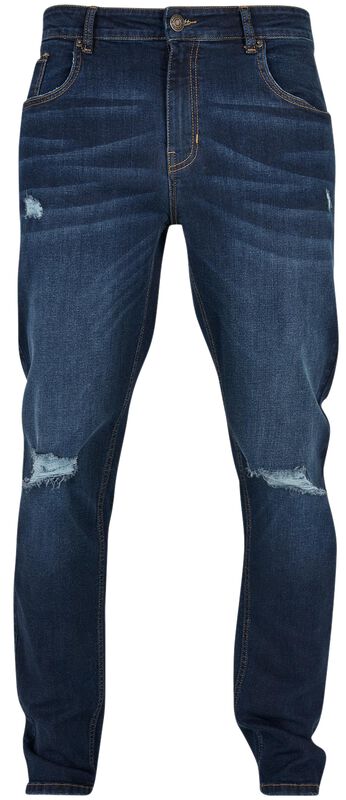 Strečové džínsy so zničenými efektami