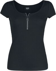 Čierne tričko so zipsom na výstrihu, Black Premium by EMP, Tričko