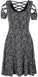 Šaty so šnurovaním a potlačou v keltskom štýle, Black Premium by EMP, Krátke šaty