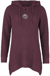 Pletený pulóver s kapucňou a šnurovaním, Black Premium by EMP, Pletený sveter