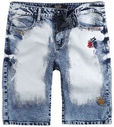 Shorts With Bleached Details, Rock Rebel by EMP, Kraťasy