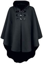 Čierny plášť s kapucňou, Gothicana by EMP, Pelerína