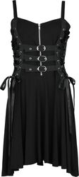 Short Dress With Lacing and Straps, Gothicana by EMP, Stredne dlhé šaty