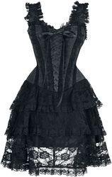 Krátke korzetové šaty s čipkou, Gothicana by EMP, Krátke šaty