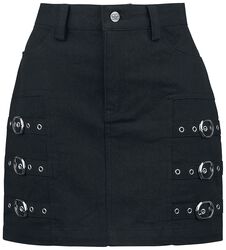 Krátka sukňa s ozdobnými prackami, Black Premium by EMP, Krátka sukňa