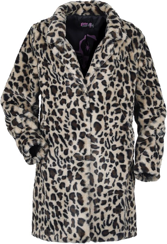 Leopardí kabát Gothicana x Elvira z imitácie kožušiny