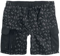 Šortky na plávanie s runovým vzorom, Black Premium by EMP, Plavecké šortky