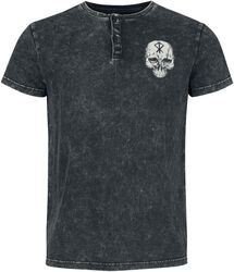Tričko s obnoseným efektom, potlačou a výšivkou, Black Premium by EMP, Tričko