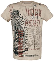 Tričko s potlačou s lebkou a nápisom, Rock Rebel by EMP, Tričko