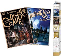 Sada 2 ks plagátov Retro Hogwarts and Diagon - Chibi Design, Harry Potter, Plagát