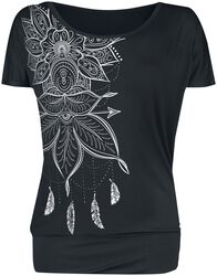 Čierne tričko s potlačou a okrúhlym výstrihom, Gothicana by EMP, Tričko