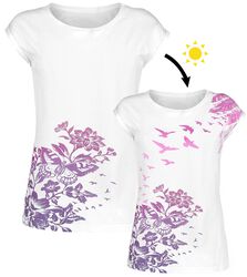 Biele tričko s klasickým výstrihom a UV potlačou, Full Volume by EMP, Tričko