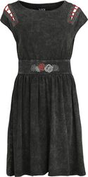 Cut Out Dress with Roses, Black Premium by EMP, Stredne dlhé šaty