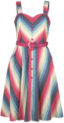 Šaty s rozšírenou sukňou Serene Rainbow Gingham, Voodoo Vixen, Stredne dlhé šaty