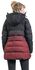 Zimná bunda s červeno-čiernym farebným stupňovaním