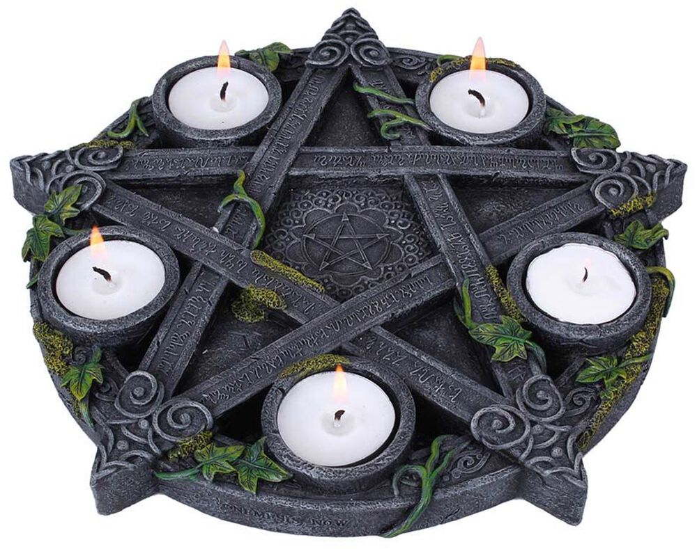 Stojan na čajovú sviečku Wiccan Pentagram