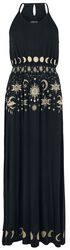 Maxi šaty s potlačou s mesiacom, slnkom a hviezdičkami, Gothicana by EMP, Dlhé šaty
