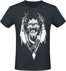 T-Shirt With Dragon And Skull Frontprint, Gothicana by EMP, Tričko