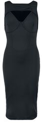 Bodycon Dress with Double Neckline, Black Premium by EMP, Stredne dlhé šaty