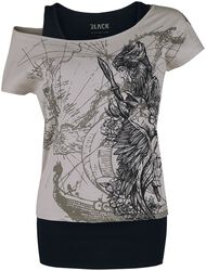 Dvojvrstvé tričko s detailnou potlačou na prednej strane, Black Premium by EMP, Tričko