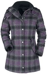 Krátky kabát s kockovaným vzorom, Black Premium by EMP, Zimná bunda