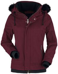 Bordová bunda s golierom z imitácie kožušiny a kapucňou, Black Premium by EMP, Zimná bunda