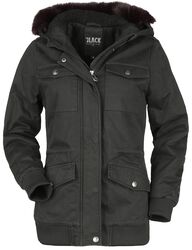Zimná bunda s kožušinovou kapucňou, Black Premium by EMP, Zimná bunda