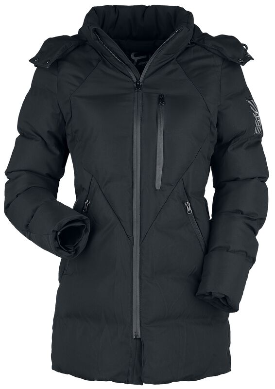 Čierna zimná bunda s prešívaním a kapucňou