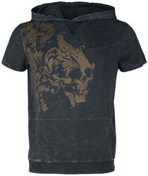Mikinové tričko s potlačou s lebkou, Black Premium by EMP, Tričko