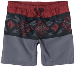 Tricolor Swim Shorts with Arrow Print, Black Premium by EMP, Plavecké šortky