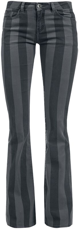Grace - Čierno-sivé prúžkované nohavice