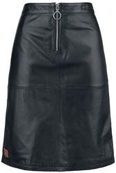 Čierna kožená sukňa Rock Rebel X Route 66 so zipsom