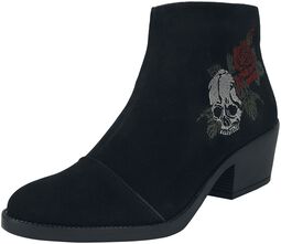 Topánky s výšivkou ruže a lebky, Rock Rebel by EMP, Topánky