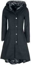 Čierny kabát Gothicana X Anne Stokes s veľkou kapucňou a šnurovaním, Gothicana by EMP, Kabáty