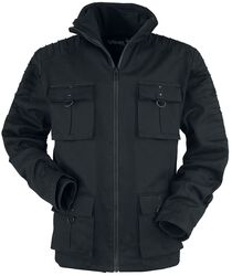 Zimná bunda s vreckami s klopami a ozdobným prešívaním, Gothicana by EMP, Zimná bunda