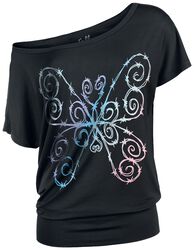 Tričko s farebným motýľom z ostnatého drôtu, Full Volume by EMP, Tričko