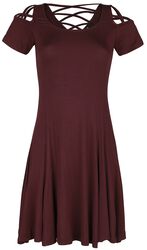 Tmavočervené šaty s ozdobným šnurovaním, Black Premium by EMP, Krátke šaty