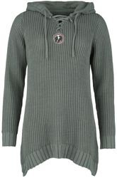Pletený pulóver s kapucňou a šnurovaním, Black Premium by EMP, Pletený sveter