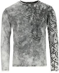 Tričko s dlhými rukávmi a potlačou s runami, Black Premium by EMP, Tričko s dlhým rukávom