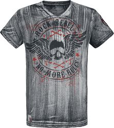 Sivé tričko s Véčkovým výstrihom a potlačou, Rock Rebel by EMP, Tričko
