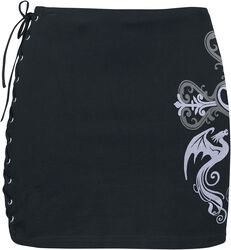 Sukňa Gothicana x Anne Stokes s čipkou a šnurovaním, Gothicana by EMP, Krátka sukňa