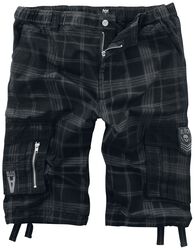 Čierne šortky s kockovaným vzorom, Black Premium by EMP, Kraťasy
