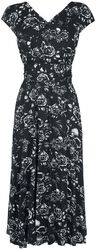 Šaty Multi-Way s potlačou s lebkou a ružami, Black Premium by EMP, Stredne dlhé šaty