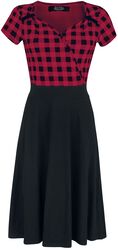 Čierno/červené šaty v štýle 50.-tych rokov s kockovaným vrchným dielom
