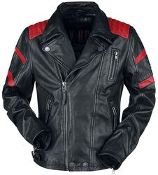 Čierno/červená kožená motorkárska bunda, Rock Rebel by EMP, Kožená bunda