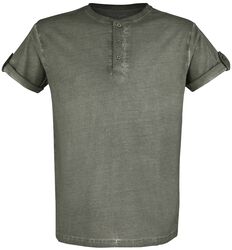 Zelené tričko s gombíkmi a zahnutými manžetami, Black Premium by EMP, Tričko