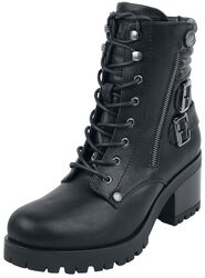 Čierne topánky na šnurovanie s podpätkom a prackami, Black Premium by EMP, Topánky