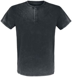 Tričko s opraným efektom a radom gombíkov, Black Premium by EMP, Tričko